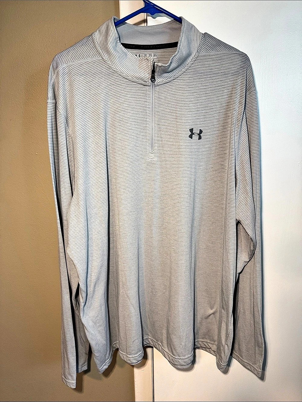 Under Armour Threadborne HeatGear 1/4 Zip Men's Striped Quarter-Zip Gray 3XL